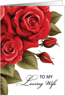 Wife Valentines Day with Love and Red Roses card