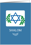 Passover Shalom Star of David on Blue card