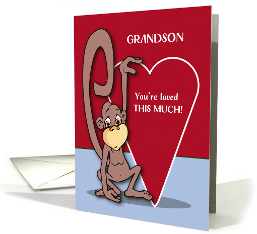 Grandson Valentine Monkey St Valentines Day card (547004)