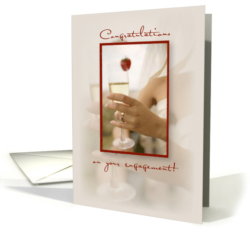 Ring and Champagne Engagement Congratulations card (560344)