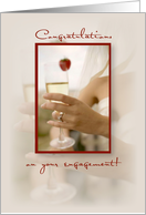 Ring and Champagne Engagement Congratulations card