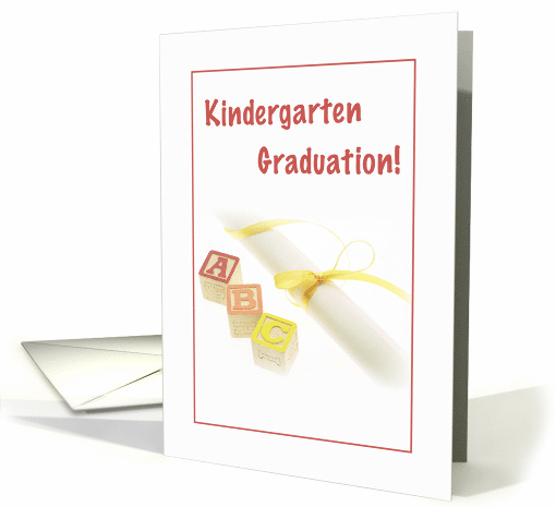 Kindergarten Graduation Congratulations with Diploma and Blocks card