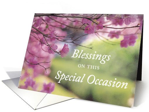 Religious Blessings on Special Occasion-with Pink Flower card (573616)