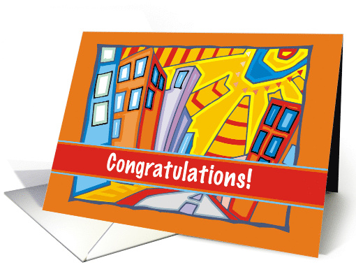 New Apartment Congratulations with Colorful Buildings card (590946)