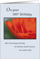 100th Inspirational Birthday with Red Flower card