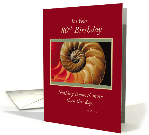 80th Birthday on Red Canvass with Shell card (592941)