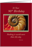 90th Birthday Red Seashell card