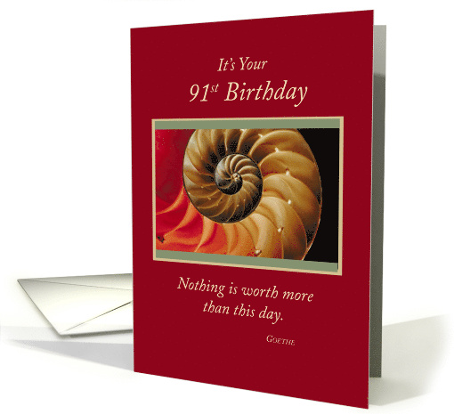91st Birthday on Red Canvass with Shell card (592957)