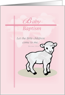Baptism Baby Girl Pink Lamb card