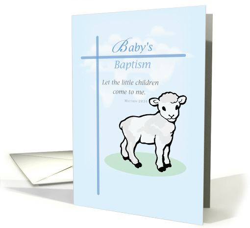 Baby Boy Baptism Blue Lamb card (594572)