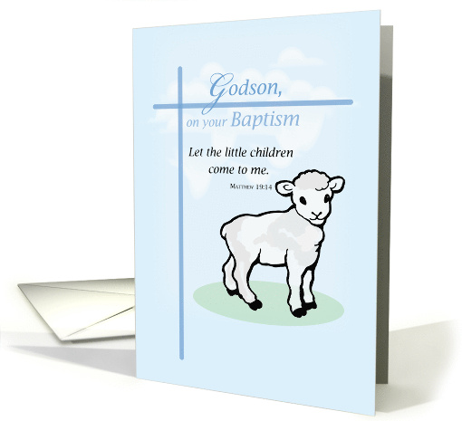 Godson Baptism Lamb on Blue card (596838)