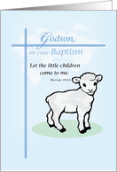 Godson Baptism Lamb on Blue card