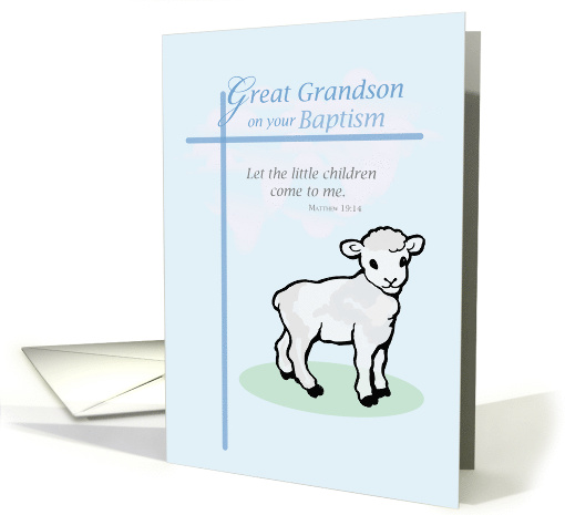 Great Grandson Baptism Boy Sheep card (596874)