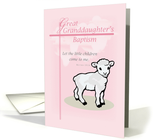 Great Granddaughter Baptism Pink Sheep card (596875)