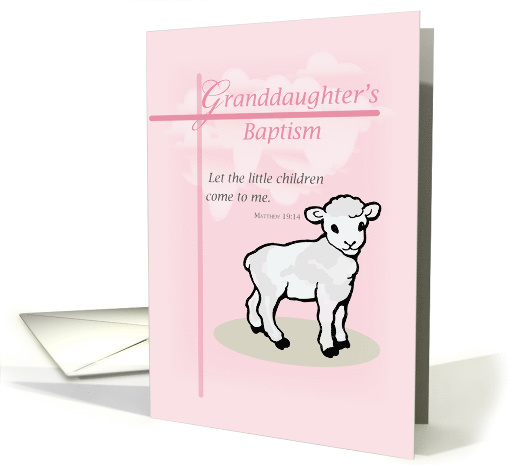 Granddaughter Baptism Pink Lamb card (596876)