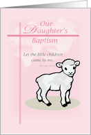 Daughter Baptism Pink Lamb card