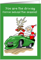 Santa Driving Car Automotive Business Thank You card