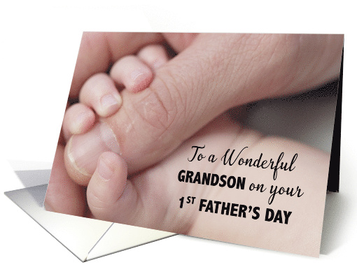 To Grandson First Fathers Day Baby Hand card (618316)