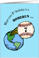 7th Birthday Baseball Home Run Out of World card