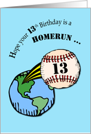 13th Birthday Baseball Home Run Out of World card