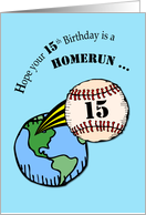 15th Birthday Baseball Home Run Out of World card