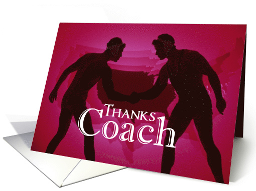 Thanks Wrestling Coach Red Black Silhouette card (632676)