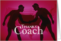 Thanks Wrestling Coach Red Black Silhouette card