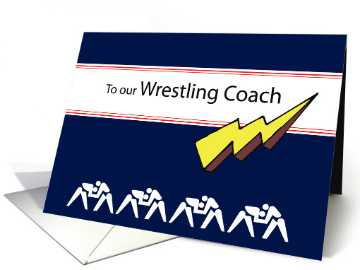 Thanks Wrestling Coach Blue Lightning Bolt card (632678)