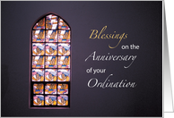 Blessings Anniversary of Ordination Stained Glass card