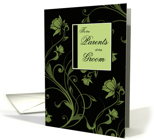 Parents of the Groom Congratulations Black Light Green card (672653)