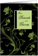 Parents of the Groom Congratulations Black Light Green card