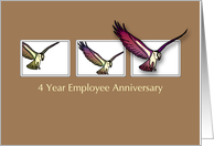 4 Year Employee Anniversary Congratulations with Birds Business card