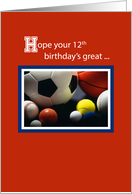 12th All Sports Birthday Balls Red card
