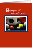 18th All Sports Birthday Balls Red card