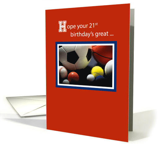21st All Sports Birthday Balls Red card (679385)