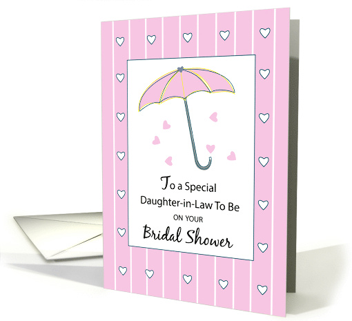 Daughter-in-Law to Be Bridal Shower Pink Umbrella Hearts card (682958)