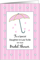Daughter-in-Law to Be Bridal Shower Pink Umbrella Hearts card