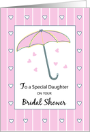 Daughter Bridal Shower with Pink Umbrella and Hearts card