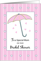 Mom Bridal Shower Pink Umbrella with Hearts card