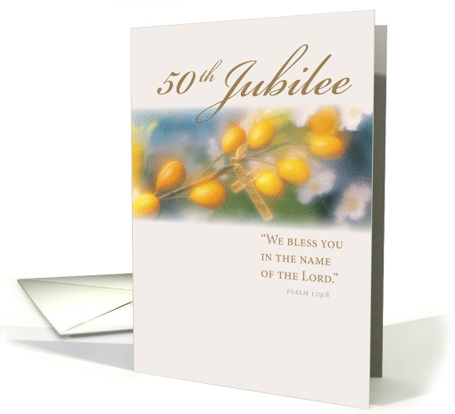 50th Jubilee Religious Life Cross Yellow Flowers card (684733)