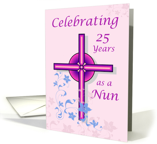Nun 25th Anniversary with Purple Cross Religious card (684738)