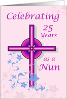 Nun 25th Anniversary with Purple Cross Religious card