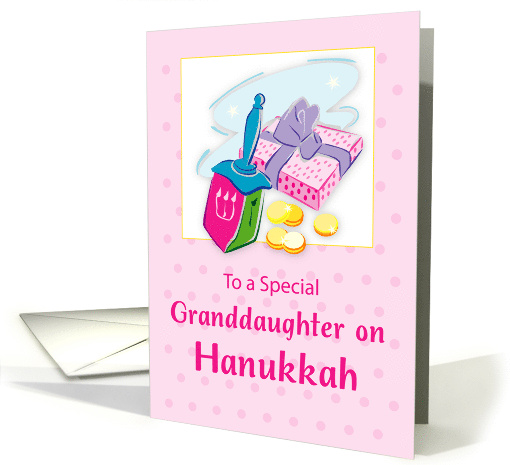 Granddaughter Hanukkah Blue With Dreidel and Gifts card (685354)