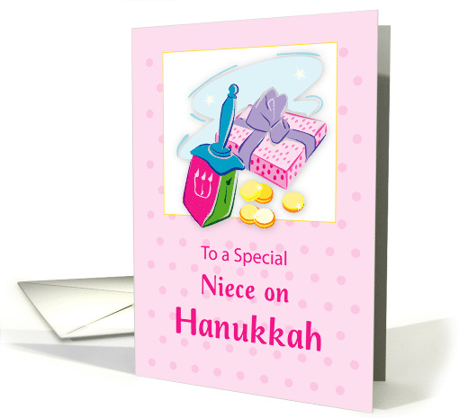 Niece Hanukkah Blue With Dreidel and Gifts card (685361)