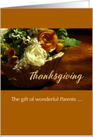 Wonderful Parents Thanksgiving Basket of Flowers Roses card