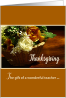 Teacher Thanksgiving Flower Basket Roses Holiday card