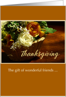 Friends Thanksgiving Flower Basket Roses Holiday card