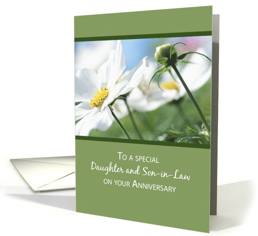 Daughter and Son in Law Wedding Anniversary with White Daisies card