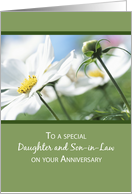 Daughter and Son in Law Wedding Anniversary with White Daisies card