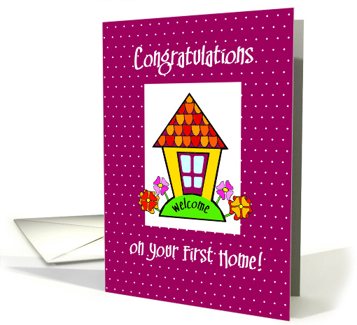 First Home Congratulations with House and Garden Illustration card